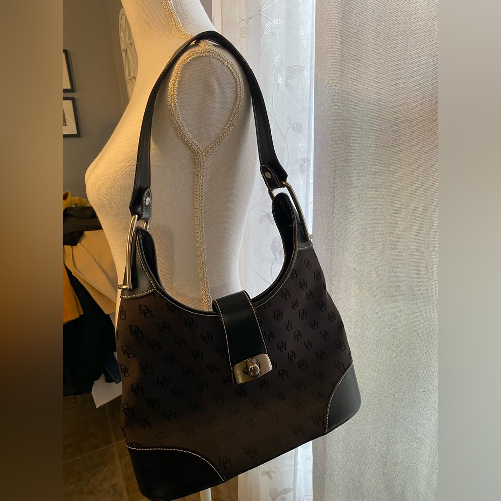 Dooney & Bourke bag - black leather and silver accents
